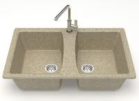 Кухонная мойка AZARIO Elmas 780х500х190 двойная, искусственный мрамор, цвет песочный арт-CS00078334 — фото 1, Кухонные мойки