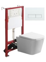 Agger Унитаз подвесной безободковый TORNADO белый с инсталляцией, микролифт, кнопка смыва белая арт-ATI11150+APB288 — фото 9, Комплекты унитаз + инсталляция