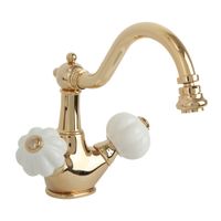 OLIVIA См-ль д/биде, донный клапан "click-clack", бел./золото 19019 — фото 1, Смесители для биде