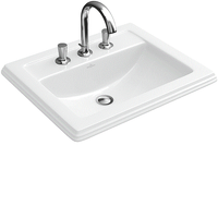 Раковина, Villeroy&Boch, Hommage, ширина, мм-630, глубина, мм-525, высота, мм-200, тип установки-встраиваемый, отверстия для смесителя-одно, перелив-есть, декор-без декора, материал-санфарфор, грязеотталкивающее покрытие-CeramicPlus, цвет-альпийский белый арт-710263R1 — фото 1, Раковины встраиваемые сверху