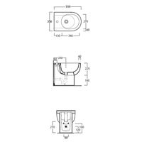 Биде SIMAS E-Line Напольное приставное с одним отверстием цвет белый EL04 — фото 2, Биде напольные