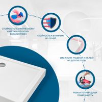 ПАЛЕРМО Поддон акриловый квадрат 90Х90 белый (сифон, регулируемые ножки) 1WH302476 — фото 6, Акриловые душевые поддоны