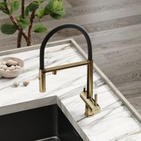 Товар: Смеситель для кухни SANCOS Imola с возможностью подключения фильтра для воды, цвет брашированное золото с черным изливом, арт. арт-SC4010BGbh - фото 4 Смеситель для кухни SANCOS Imola с возможностью подключения фильтра для воды, цвет брашированное золото с черным изливом, арт. арт-SC4010BGbh — фото 4, Смесители для кухни