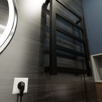 Полотенцесушитель электрический ВИД 81-10 ПРОФИЛЬНЫЙ 610х400, скр.монтаж, СНШ, черный матовый(RAL 9005), (Ferrum, равномерные перкаладины), Маргроид арт-8110p-6040-1081-9005R — фото 3, Электрические полотенцесушители