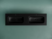 Раковина накладная мебельная Grace прямоугольная 1610x457x137 с двумя чашами и отверстиями под смеситель цвет черный матовый арт-CN7023MB — фото 3, Раковины накладные