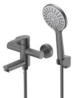 Agger Easy смеситель для ванны однорычажный с душевым набором, оружейная сталь матовая арт-A3121255 — фото 2, Смеситель для ванны