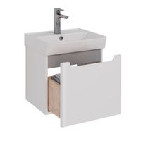 Тумба Lemark BUNO MINI 45 см под 1 раковину, подвесная, 1 ящик, цвет планки: Серый, цвет корпуса, фа арт-LM05BM45T — фото 1, Тумбы под раковину