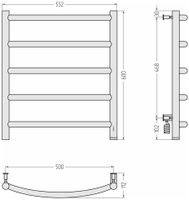 Полотенцесушитель электрический Сунержа Галант 4.0 600х500 МЭМ правый Без покрытия 00-0831-6050 — фото 3, Электрические полотенцесушители