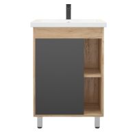 тумба Этюд 60 (Como 60) 1 дверь напольная графит/дуб золотой без умывальника арт-MFR80039GT — фото 1, Тумбы под раковину