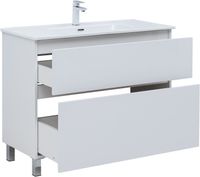 Тумба с раковиной Aquanet Вега 100 (Ирис) напольная 2 ящ. цв. белый глянец арт-00345373 — фото 11, Тумбы с раковиной