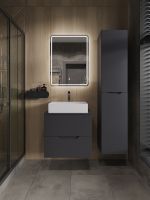 Orange Line тумба с раковиной подвесная 60 см, графит/белый арт-Li-60TugMDF+B04-500W — фото 3, Тумбы с раковиной