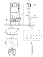 Agger Унитаз подвесной безободковый белый с инсталляцией, микролифт, кнопка смыва белая арт-ATI08100+APB188 — фото 1, Комплекты унитаз + инсталляция