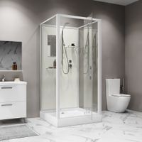 Душевая кабина Niagara Standart (100х100х200) квадрат,поддон 15см,распашная,проф.белый,без крыши,3 места арт-ST100/15Q/BK — фото 4, Душевые кабины