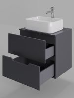 Orange Line тумба с раковиной подвесная 60 см, графит/белый арт-Li-60TugMDF+B02-460W — фото 6, Тумбы с раковиной