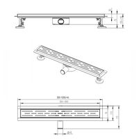 Душевой лоток AZARIO 700 мм, D40(50), 360°, металлическая перфорированная решетка, металлический желоб, комбинированный затвор, черный матовый арт-AZT3BLACK700 — фото 7, Трапы для душа