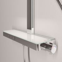 Душевая стойка SANCOS Vos с термостатическим смесителем, изливом, полкой, шлангом 1,5 м, верхним и ручным душем, цвет хром, арт. арт-SC6100CH — фото 6, Душевые стойки