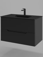 Orange Line тумба подвесная с раковиной, черный матовый арт-Li-80Tub+BLRA — фото 1, Тумбы с раковиной