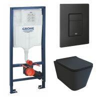Товар: КОМПЛЕКТ: Инсталляция Grohe RAPID SL 3 В 1 ДЛЯ УНИТАЗА, ВЫСОТА УСТАНОВКИ 1,13 М. чёрный матовый + Kraft Унитаз подвесной безободковый с сиденьем микролифт чёрный матовый GRH939105510 - фото 2 КОМПЛЕКТ: Инсталляция Grohe RAPID SL 3 В 1 ДЛЯ УНИТАЗА, ВЫСОТА УСТАНОВКИ 1,13 М. чёрный матовый + Kraft Унитаз подвесной безободковый с сиденьем микролифт чёрный матовый GRH939105510 — фото 2, Комплекты унитаз + инсталляция