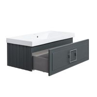 Тумба под раковину подвесная La Fenice Cubo FNC-01-CUB-G-100, серо-зеленая — фото 6, Тумбы под раковину