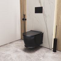 Унитаз подвесной Grossman Retro GR-4482BMS (545х370х360) безободковый,черный матовый с тонкой крышкой,микролифт,1 место — фото 4, Подвесные унитазы