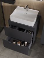 Orange Line тумба с раковиной подвесная 60 см, графит/белый арт-Li-60TugMDF+B04-500W — фото 2, Тумбы с раковиной