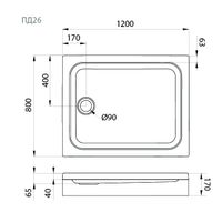 ПД26 Поддон 120х80 прямоугольный, низкий, в комплекте арт-Щ0000042952 — фото 2, Акриловые душевые поддоны