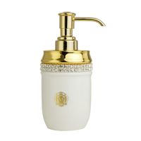 DUBAI Дозатор настольный, керамика белая/swarovski/декор золото/золото 26593 — фото 1, Дозаторы