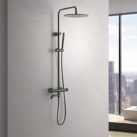 Душевая система с термостатом Timo Saona SX-2380/18 черное золото — фото 2, Душевые системы