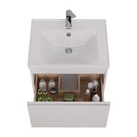 Тумба Lemark VEON MINI 60 см под 1 раковину, подвесная,1 ящик, цвет корпуса, фасада: Белый глянец арт-LM02VM60T — фото 2, Тумбы под раковину