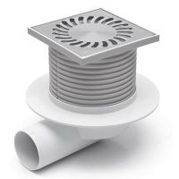 Душевой трап AZARIO DN50 12,2х12,2см, пластиковый, горизонтальный слив, универсальный, решетка из нержавеющей стали арт-AZ-425 X L — фото 2, Трапы для душа