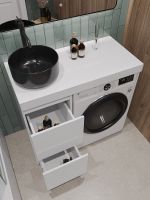 Orange Sistema Тумба напольная под стиральную машину с раковиной, белый арт-STM-100TUW+B07-345B — фото 3, Тумбы с раковиной