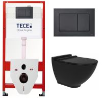 КОМПЛЕКТ TECE + BIEN: 9400414 Инсталляция для подвесного унитаза TECE + HARMONY Унитаз подвесной безободковый в комплекте с тонким сиденьем микролифт, черный матовый HRKA052N5VP0B700 арт-TC414N5VP07 — фото 2, Комплекты унитаз + инсталляция