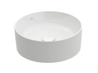 Раковина, Villeroy&Boch, Collaro, ширина, мм-400, глубина, мм-400, высота, мм-145, тип установки-на столешницу, отверстия для смесителя-отсутствуют, материал-TitanCeram, вид грязеотталкивающего покрытия-CeramicPlus, цвет-Stone White арт-4A1840RW — фото 1, Раковины накладные