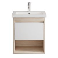 тумба Этюд 50 (Como 50) 1 ящик подвесная белая/сонома без умывальника MFR80036SW — фото 1, Комоды и тумбы для ванной комнаты