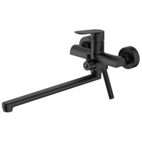 Смеситель для ванны Azario Alanti керамический картридж, длинный излив, с ручным душем, шланг 150 см, черный матовый арт-AZ-K1732B — фото 1, Смеситель для ванны