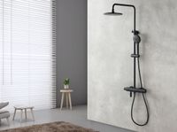 Bronx Смеситель для душа, пов.аэратор69мм 'Троп. дождь' лейка,Терм, черный, LM, арт-LM3772BL — фото 2, Душевые стойки