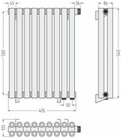 Отопительный радиатор Сунержа Эстет-00 EU50 500х405 9 секций Тёмный титан муар арт-15-0322-5009 — фото 4, Радиаторы отопления