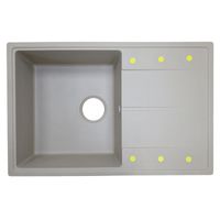 Кухонная мойка AZARIO Izmir 740х480х197 кварцевая, прямоугольная, сифон в комплекте, цвет Песочный арт-CS00097682 — фото 7, Кухонные мойки