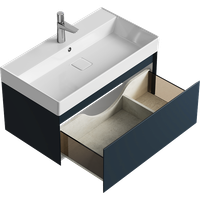 Подвесная тумба с одним ящиком 81 см, цвет серый с умывальником арт-GE01081GRM — фото 1, Тумбы с раковиной