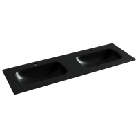 Раковина накладная мебельная Grace прямоугольная 1410x457x137 с двумя чашами и отверстиями под смеситель, цвет черный матовый арт-CN7022MB — фото 1, Раковины накладные