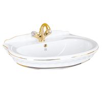 GIANETA Раковина тюльпана 70 см, декор: D1 золото/белая керамика арт-20933 — фото 1, Раковины встраиваемые сверху