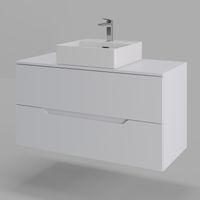 Orange Line Li-100TuwMDF+B04-500W тумба с раковиной подвесная 100 см, белый Li-100TuwMDF+B04-500W — фото 1, Тумбы с раковиной