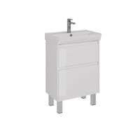 Тумба Lemark COMBI 60 см под 1 раковину, подвесная/напольная, 2 ящика, цвет корпуса, фасада: Белый г арт-LM03C60T — фото 4, Тумбы под раковину