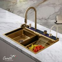 Многофункциональная мойка GLORIA Pro nano gold (золото) из нержавеющей стали, кухонная (750х460х230) Ceruttispa CT11109 — фото 1, Кухонные мойки