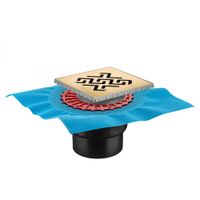 Трап BERGES водосток ZENTRUM Antik 150х150, золото глянец, выпуск D50/75/110 H74 вертикальный арт-092465 — фото 6, Трапы для душа