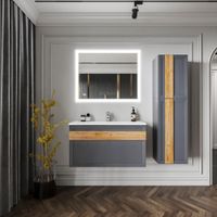 Комплект мебели для ванной Бриклаер БЕРЛИН 100SD, оникс серый — фото 1, Комплекты мебели для ванной