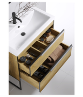 Напольная тумба в цвете дуб балтийский с двумя ящиками с умывальником арт-FRG0110DB+FRGN440 — фото 3, Тумбы с раковиной