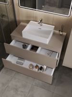 Orange Line Li-100TuLMDF+B04-500W тумба с раковиной подвесная 100 см, латте/белый Li-100TuLMDF+B04-500W — фото 4, Тумбы с раковиной