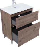 Тумба с раковиной Aquanet Алвита new 70 (Flat) напольная 2 ящ. цв.дуб веллингтон табак арт-00345678 — фото 6, Тумбы с раковиной