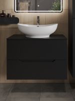 Orange Line Li-80TubMDF+B08-585W тумба с раковиной подвесная 80 см, черный/белый Li-80TubMDF+B08-585W — фото 3, Тумбы с раковиной